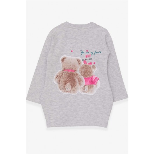 Girls Tunic Teddy Bear Printed Shiny Gray Color (1.5-5 Years)