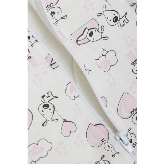 Girl's Sleeping Bag Love Themed Cute Puppy Patterned White (Age 5-7)
