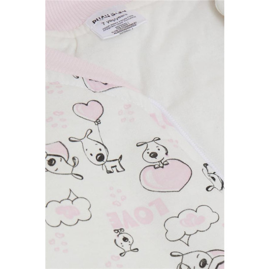 Girl's Sleeping Bag Love Themed Cute Puppy Patterned White (Age 5-7)