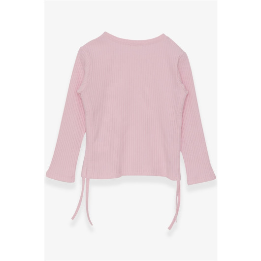Girl's Long Sleeve Blouse With Pleated Sides Powder (8-14 Years)