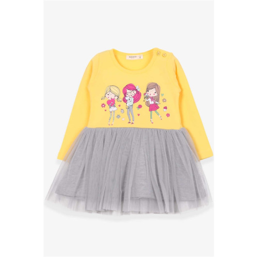 Girl Long Sleeve Dress Printed Yellow (1.5-5 Years)