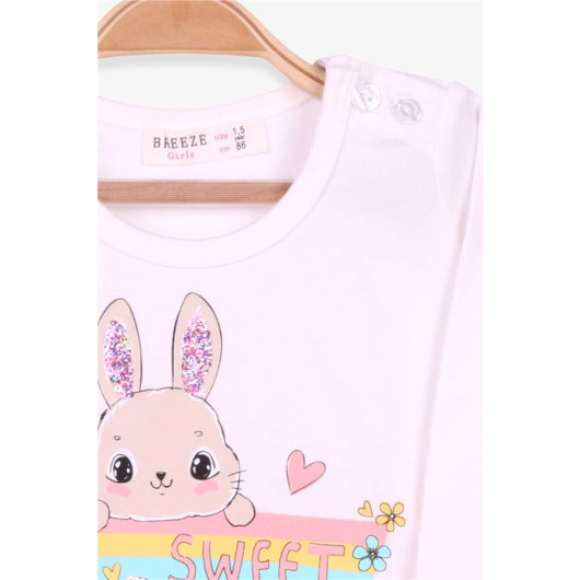 Girl Long Sleeve Dress Rabbit Printed Ecru (1.5-3 Years)