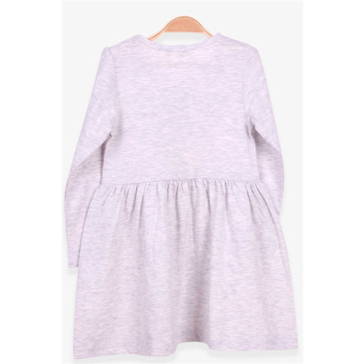 Girl Long Sleeve Dress Rabbit Embroidered Gray Melange (2-5 Years)