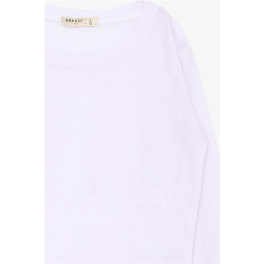 Girl's Long Sleeve T-Shirt Basic White (5-12 Ages)