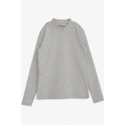 Girl Long Sleeve T-Shirt Basic Gray Melange (5-8 Years)