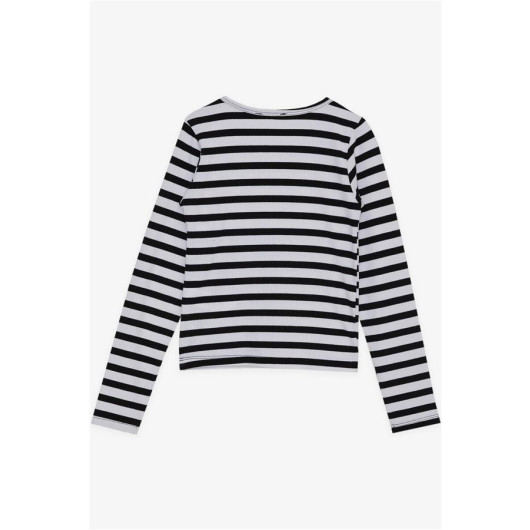 Girls Long Sleeved T-Shirt Striped Square Collar Mixed Color (9-14 Years)
