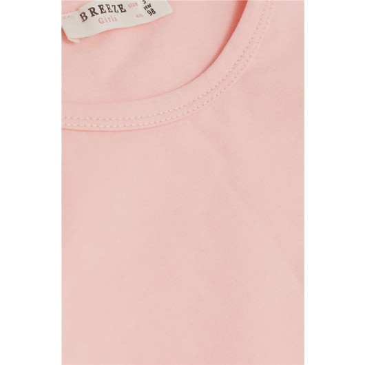 Girl's Long Sleeve T-Shirt Salmon With Laced Shoulders (Age 3-7)