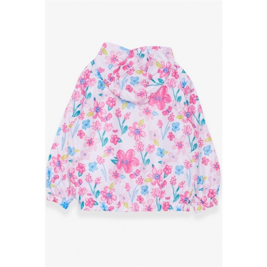 Girl's Raincoat Floral Patterned White (1-3 Years)