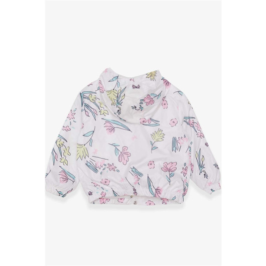 Girl's Raincoat Floral Patterned White (1-6 Years)