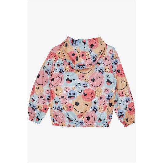 Girl's Raincoat Happy Emojis Patterned Mixed Color (Age 1-6)