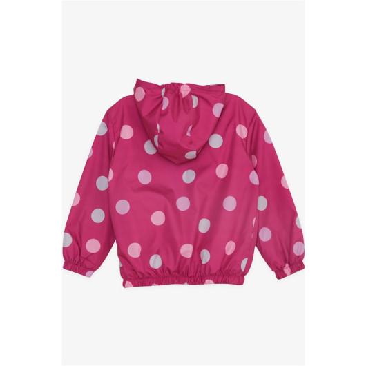 Girl's Raincoat Colored Point Pattern Fuchsia (1-5 Years)