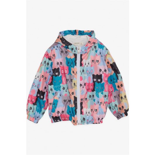 Girls' Raincoat With Cat Pattern Mixed Colors (1-6Yrs)