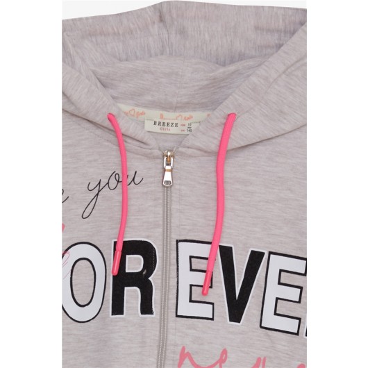 Girls Blouse With Letters Print Beige (9-14 Years)
