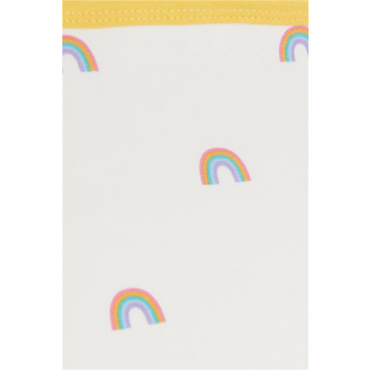 Newborn Baby Blanket Rainbow Patterned Ecru