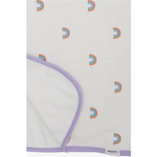 Newborn Baby Blanket Rainbow Patterned Ecru (Standard)