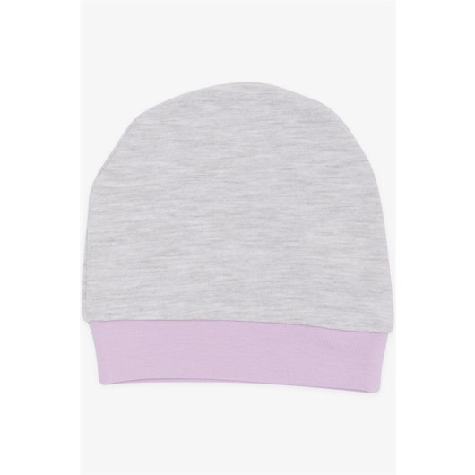 قبعة  للبنات حديثات الولادة لون رمادي ميلانج