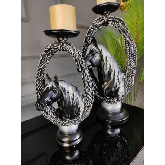 2 Pieces Fixed Candlestick/Candle Holder Mounted On Chain Silver Color
