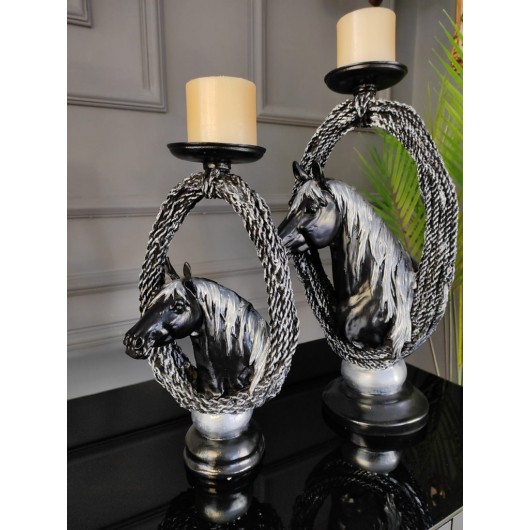 2 Pieces Fixed Candlestick/Candle Holder Mounted On Chain Silver Color