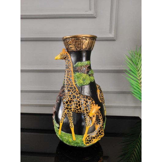 A Flower Vase Adorned With A Three Dimensional Giraffe Motif