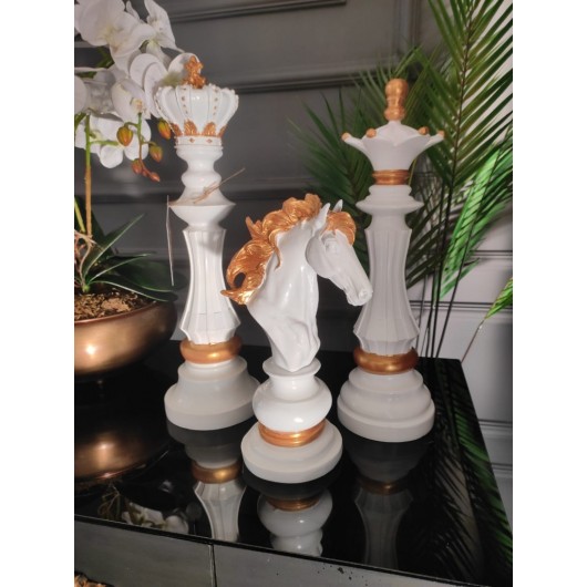 مجموعة الديكور على شكل الشطرنج من 3 قطع (الملك-الوزير-الحصان)