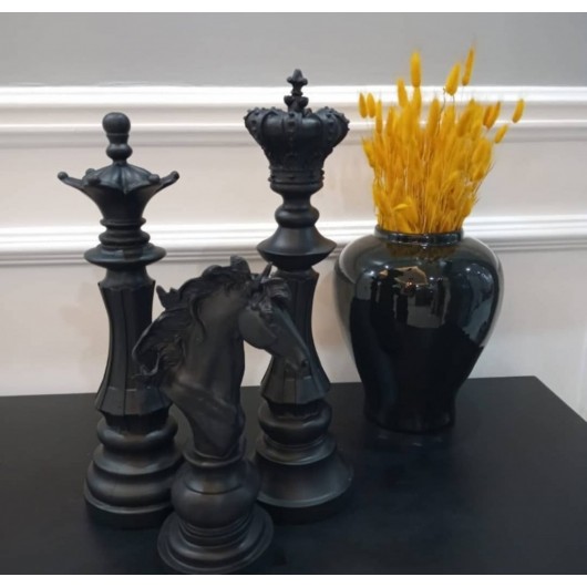 مجموعة الديكور بشكل الشطرنج من 3 قطع  ( ملك ، وزير، حصان)