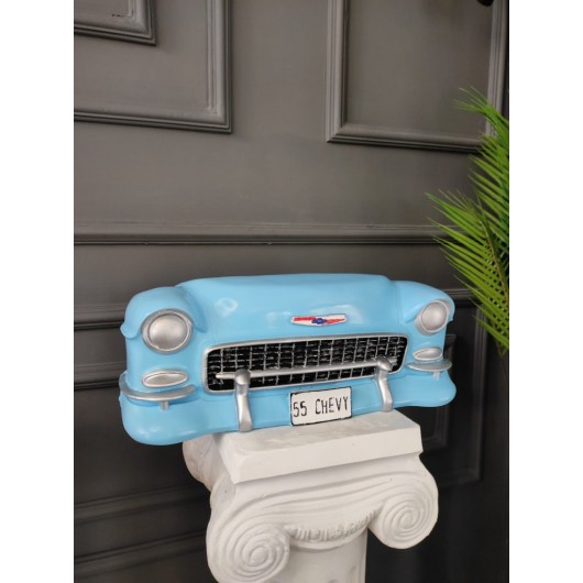 ديكور بتصميم سيارة الشيفروليه ديكور حائط ، لعشاق السيارات الكلاسيكية لون ازرق