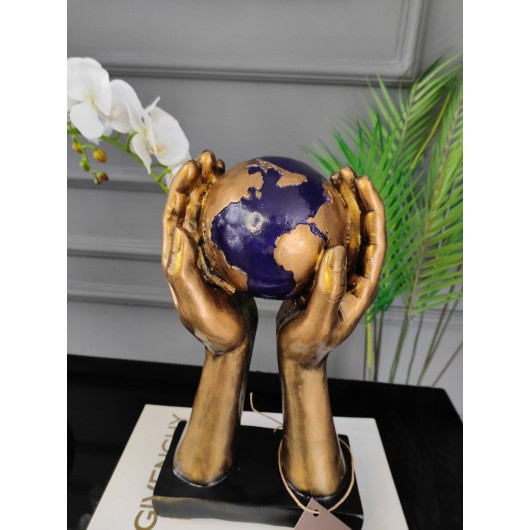 قطعة ديكور بشكل الأيدي التي تمسك العالم ، العالم في اليد ، ديكور غرفة المعيشة والمكتب