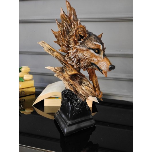 قطعة ديكور بشكل تمثال الذئب