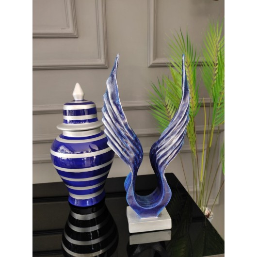 Wings Decorative Piece, Blue Color Decorative Figurine