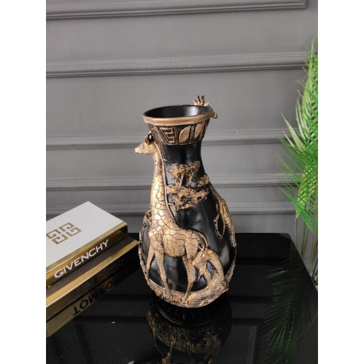 3D Giraffe Vase/Vase Inspired By Safari And Detailed With Black Gold And Embellishment