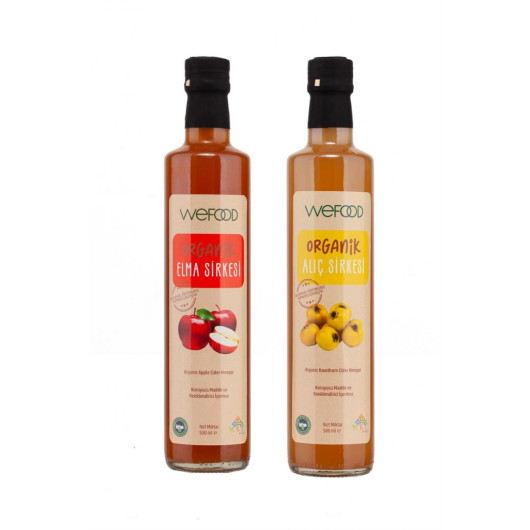 Organic Hawthorn Vinegar 500Ml + Organic Apple Cider Vinegar 500Ml Wefood