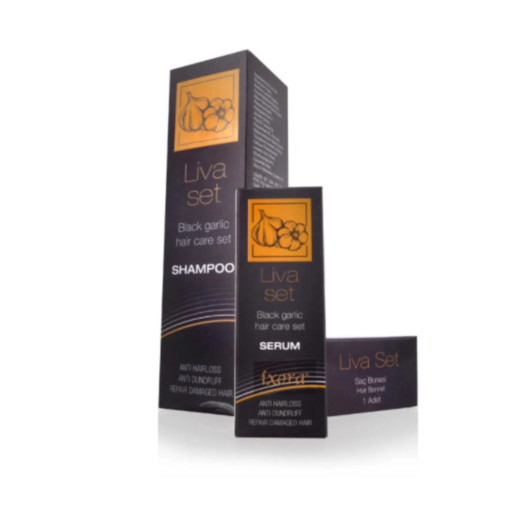 Black Garlic Unscented Shampoo Liva Hair Care Set