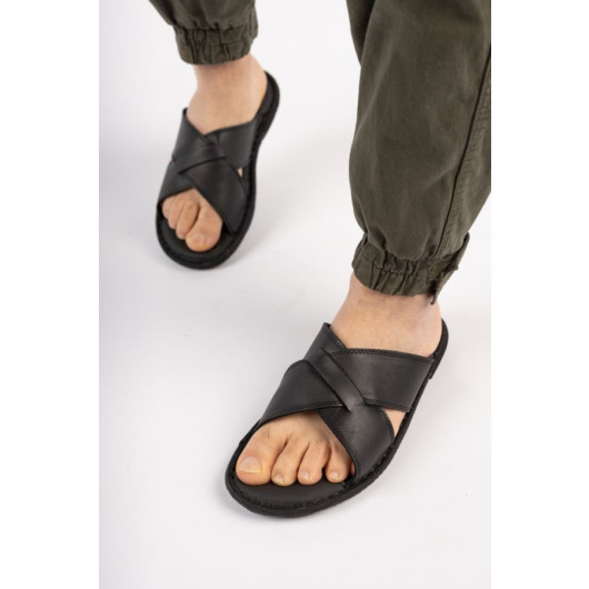 Men Genuine Leather Ultra Comfortable Slippers Orthopedic Soft Slippers