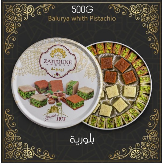 Crystal With Pistachio, One Of The Most Popular Delicious Zaitouna Sweets, 500 Grams