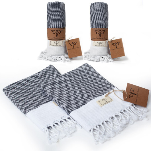 Smyrna 100% Cotton, 2-Pack Hand, Face And Foot Towel, Peşkir 40*100 Cm Orientina Pattern Smoked