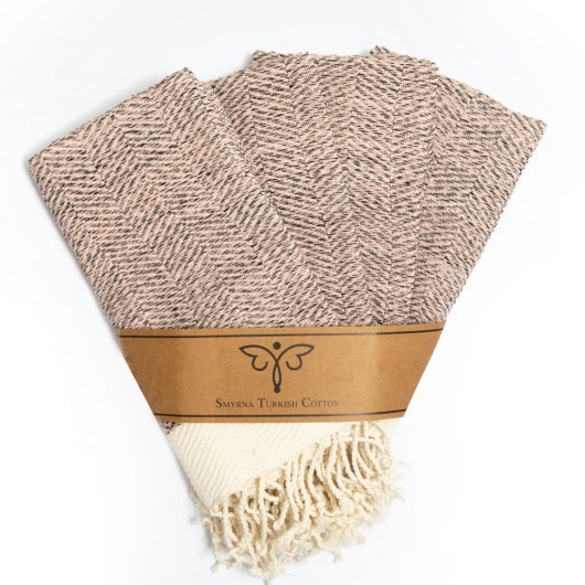 Smyrna 100% Cotton, 4-Pack Guest Hand Face Towel, Napkin 38*66 Cm, Absorbent, Herringbone Pattern Powder