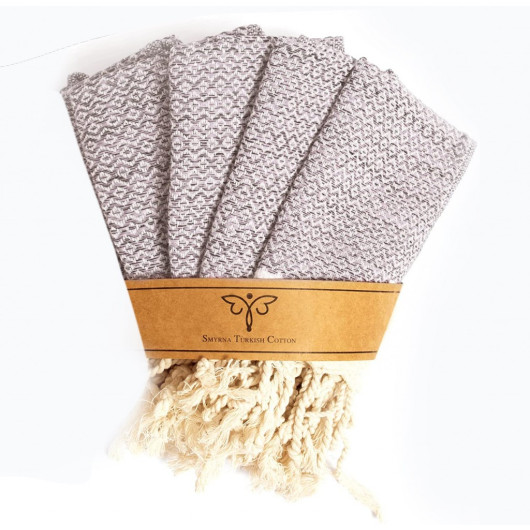 Smyrna 100% Cotton, 4-Pack Guest Hand Face Towel, Napkin 38*66 Cm, Absorbent, Diamond Pattern Powder