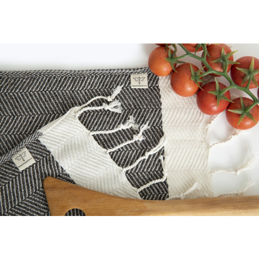Smyrna 100% Cotton, 6 Pcs. Guest Hand Face Towel, Napkin 30*30 Cm, Absorbent, Herringbone Coffee With Milk