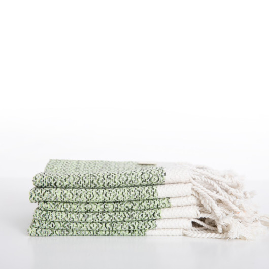 Smyrna 100% Cotton, 6 Pcs. Guest Hand Face Towel, Napkin 30*30 Cm, Absorbent, Diamond Pattern Fistik Y.