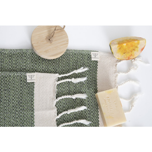 Smyrna 100% Cotton, 6 Pcs. Guest Hand Face Towel, Napkin 30*45 Cm, Absorbent, Diamond Pattern Khaki