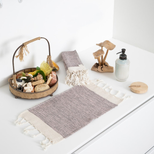 Smyrna 100% Cotton, 6 Pcs. Guest Hand Face Towel, Napkin 30*45 Cm, Absorbent, Diamond Pattern Powder
