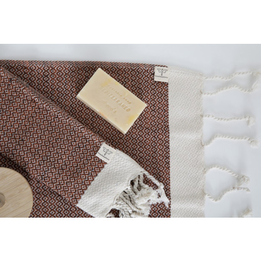 Smyrna 100% Cotton, 6 Pcs. Guest Hand Face Towel, Napkin 30*45 Cm, Absorbent, Diamond Pattern Orange
