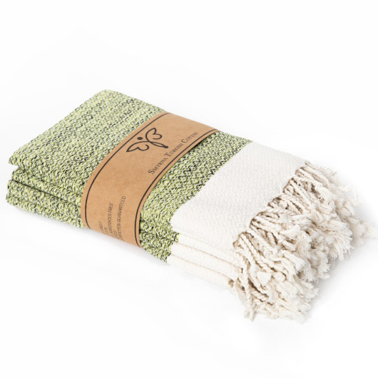Smyrna 100% Cotton, 6 Pcs. Guest Hand Face Towel, Napkin 45*45 Cm, Absorbent, Diamond Pattern Fistik Y.