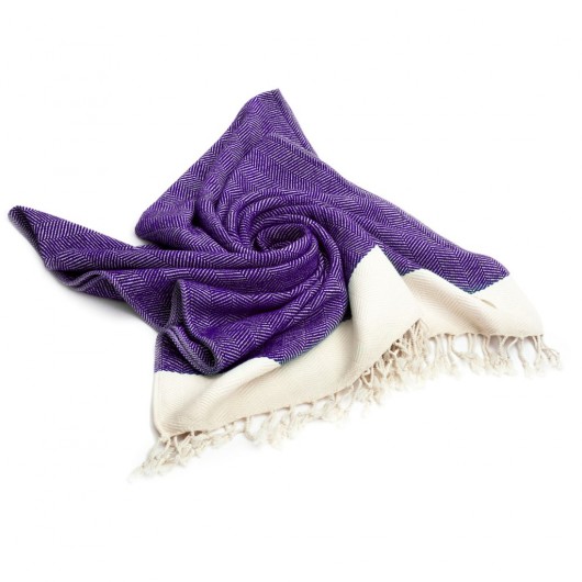 Smyrna 100% Cotton Absorbent Peshtemal Beach Bath Towel 94*180 Cm Herringbone Pattern Purple