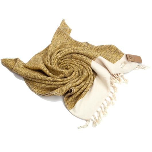 Smyrna 100% Cotton Absorbent Peshtemal Beach Bath Towel 94*180 Cm Herringbone Pattern Yellow