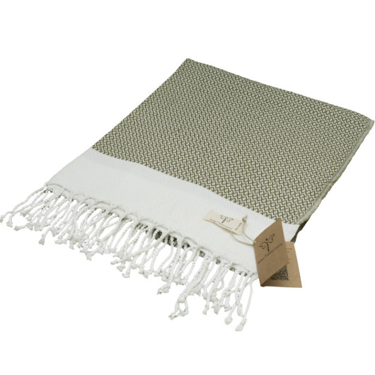 Smyrna 100% Cotton Absorbent Peshtemal Beach Bath Towel 94*180 Cm Diamond Pattern Khaki