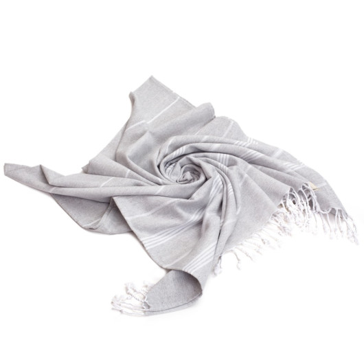 Smyrna 100% Cotton Absorbent Peshtemal Beach Bath Towel 94*180 Cm Classic Pattern Gray