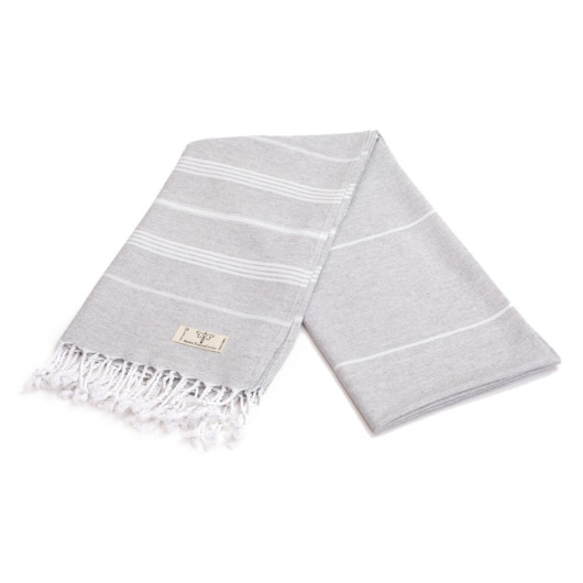 Smyrna 100% Cotton Absorbent Peshtemal Beach Bath Towel 94*180 Cm Classic Pattern Gray