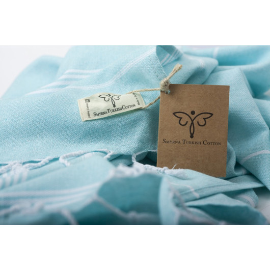 Smyrna 100% Cotton Absorbent Peshtemal Beach Bath Towel 94*180 Cm Classic Pattern Mint
