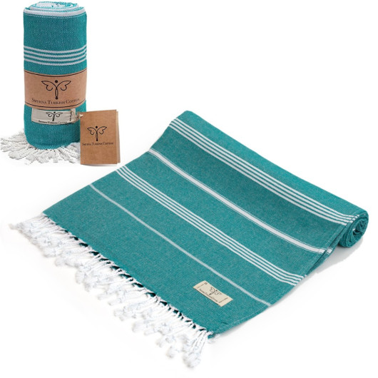 Smyrna 100% Cotton Absorbent Peshtemal Beach Bath Towel 94*180 Cm Classic Pattern Petrol